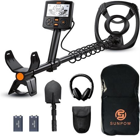 SUNPOW Metal Detector, 12in Waterproof Coil, 5 Modes, 19-59in – Détecteur