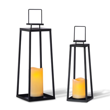 BAYN Solar Lantern Decorative Outdoor Lights Set of 2 (18’’ & 15’’)