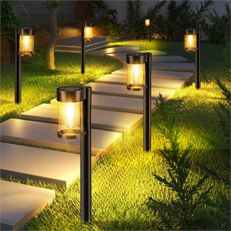 Mancra Solar Pathway Lights Outdoor, 10 Pack Metal Glass Waterproof