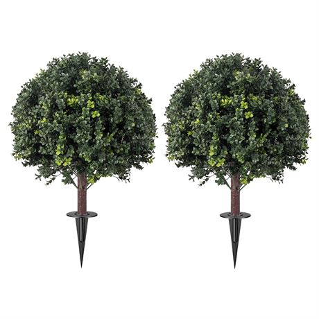 Gicbzkoz Artificial Topiary Ball Tree 27" UV-Resistant Eucalyptus Fake Plant