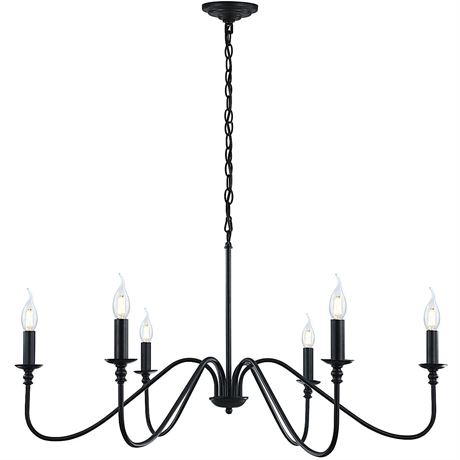6-Light Rustic Industrial Black Chandelier
