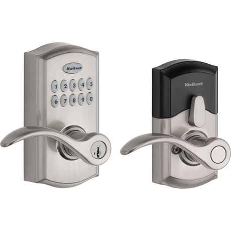 Kwikset SmartCode 955 Pembroke 10-Button Electronic Lever Satin Nickel