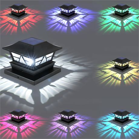 Viewsun Solar Fence Post Cap Lights 8 Pack 4x4 6x6 Color Changing