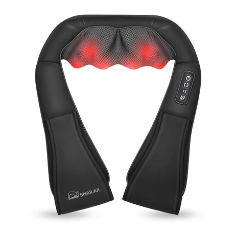 Snailax Shiatsu Neck Massager with Heat, 8 Kneading Nodes for Shoulders