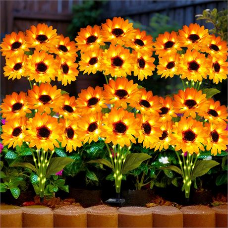 Solar Garden Lights 6-Pack Sunflower LED Pathway