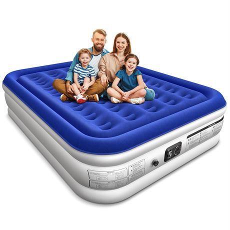 Xsleep Queen Air Mattress 16" Raised with Built in Pump 80"x60"x16" 660 lbs