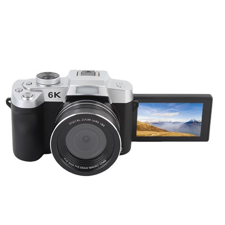 6K Digital Camera, 84MP, WiFi, Autofocus, 18X Zoom, Flip Screen