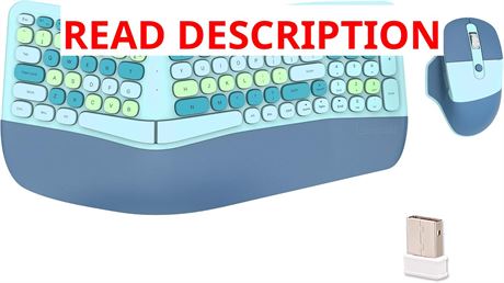 Ensemble clavier et souris ergonomique sans fil, repose-poignets (bleu)