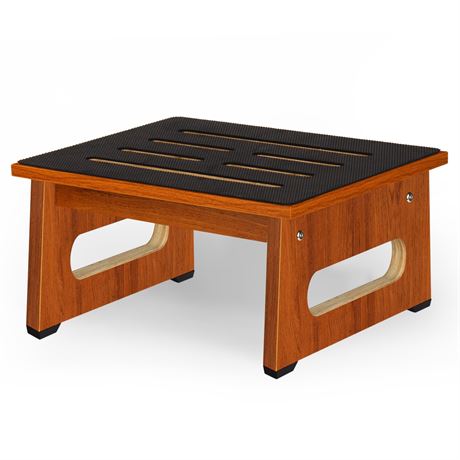 Wooden Step Stool for Adults, 450 lb Capacity, Non-Slip Feet, Brown, 6.9in