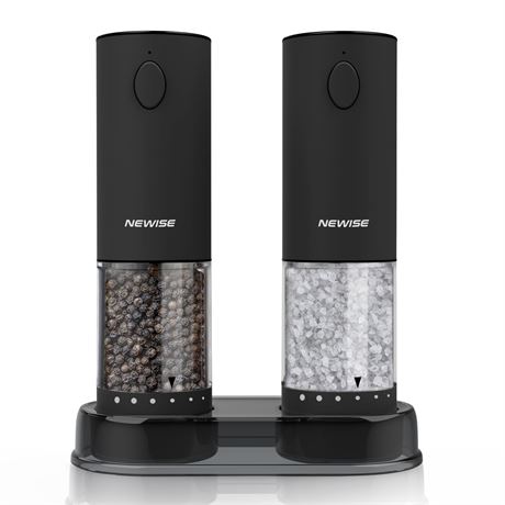 Newise Electric Salt Pepper Grinder Adjustable Black