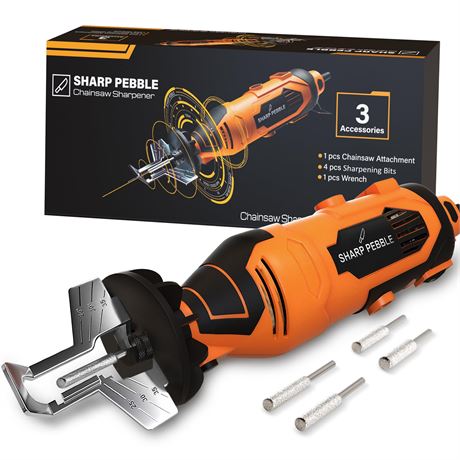 Sharp Pebble Electric Chainsaw Sharpener Kit with 4 File Wheels, Angle