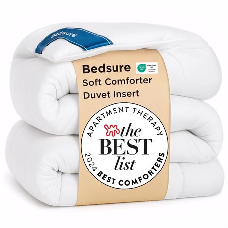 Bedsure Duvet Insert Queen Comforter - Quilted White, 88x88