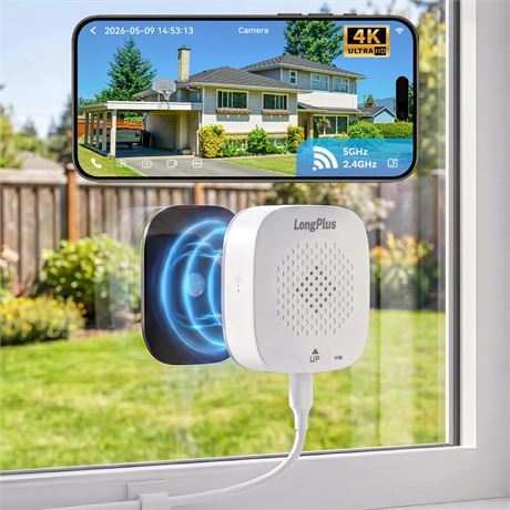 LongPlus 8MP 4K WiFi Window Camera, Night Vision, Human/Car Detection, 2 Way