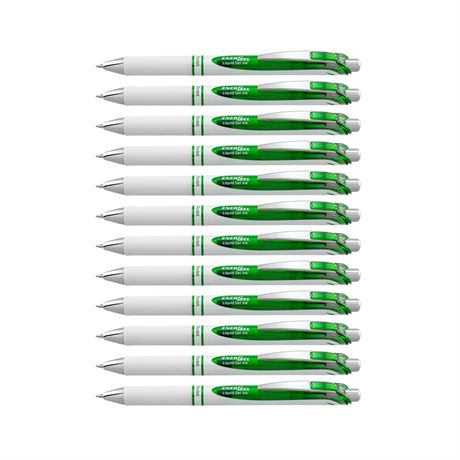 Pentel EnerGel Pearl Retractable Gel Pens 0.7mm Lime Green, 12 Pack BL77PW-K