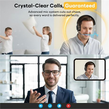 Bluetooth Headset with Mic, 5.3, AI Noise Cancel Mic, USB Dongle, PC/Zoom