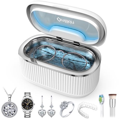 Onlikin 35W Ultrasonic Jewelry Cleaner 45KHz 20oz White