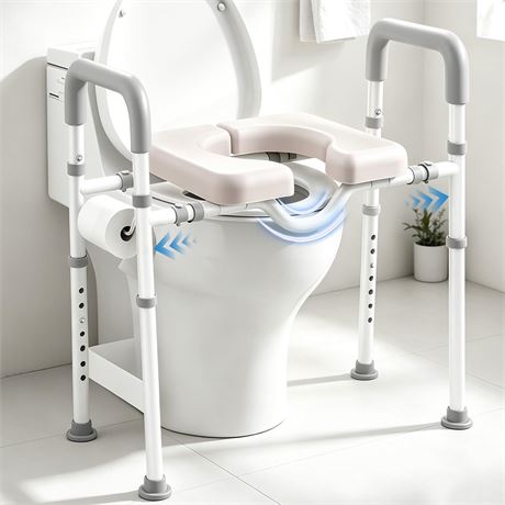 Toilet Seat Riser with Handles, 400lbs Weight Capacity, Fits Any Toilet
