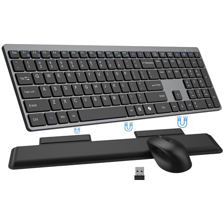Wireless Keyboard and Mouse Combo, Full Size Silent, 2.4G