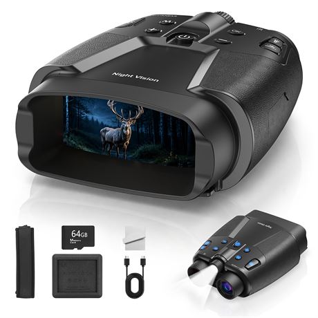 Vtiisamao 4K Night Vision Binoculars, 3.99 in HD Screen, 64GB Card
