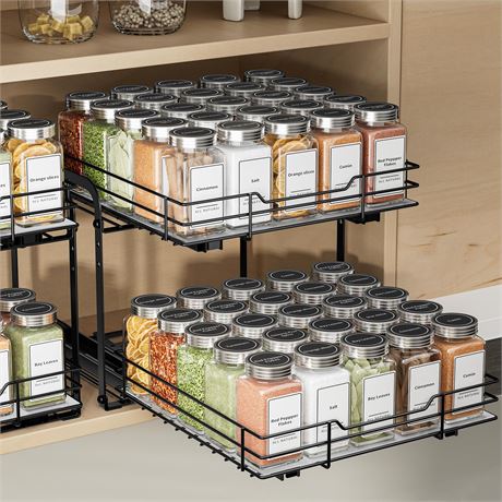 BOIVSHI 2-Tier Pull-Out Spice Rack Organizer