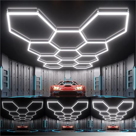 Litezone Hexagon Garage Lights : 3 Level Dimmable 322W Tube 11 – Éclairage