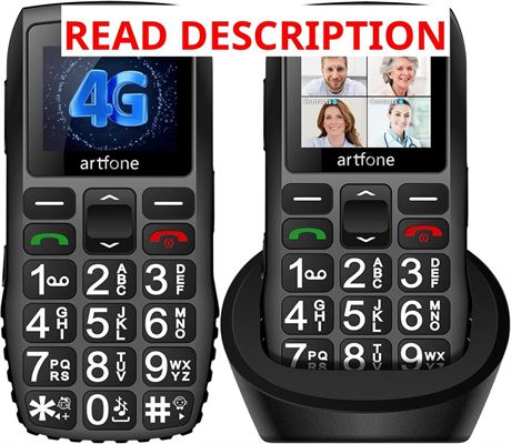 artfone C1+ 4G Senior Phone with SOS, Large Buttons, 1800mAh, Black