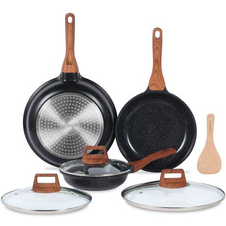 ESLITE LIFE Nonstick Ceramic Frying Pans Skillets Set with Lids – Poêles