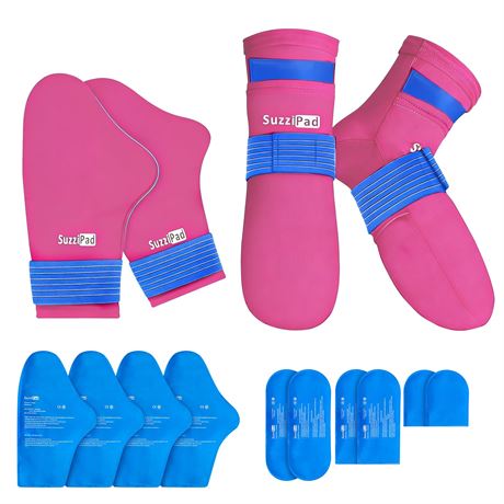 SuzziPad Cold Socks & Hands Ice Pack for Chemo Must Haves, Bright Pink, XL