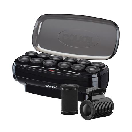 Conair Hot Rollers 12 Jumbo 1.5" Heated Hair Rollers with Clips Black