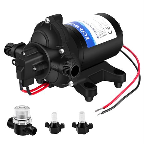 ECO-WORTHY 12V RV Water Pump 3.0GPM 45PSI Quiet Diaphragm Pressure Pump