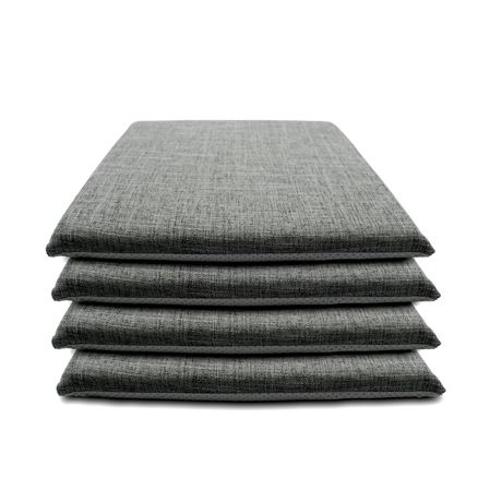 Lifup 4 Pack Memory Foam Chair Cushions with Ties, 18 x 18 Inch, Grey