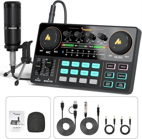 MAONO MaonoCaster Lite AM200-S1 Podcast Studio with 3.5mm Mic – Studio