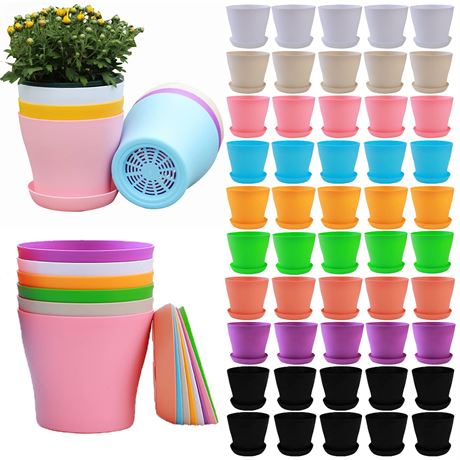 Tergy 50-Pack 4in Plant Pots Plastic Drainage Holes