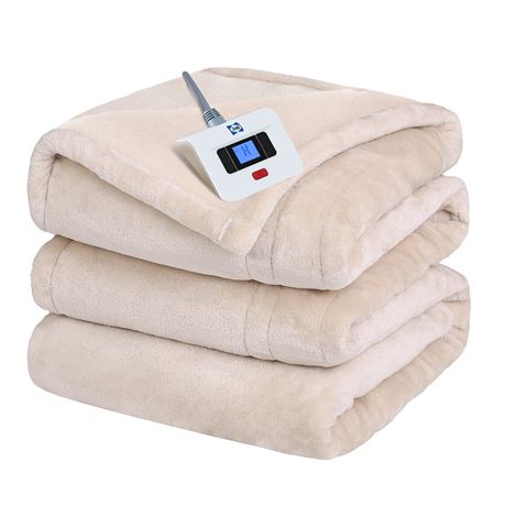 Sealy Electric Blanket Twin Size Heated Blanket 62x84 Auto Shutoff, Beige