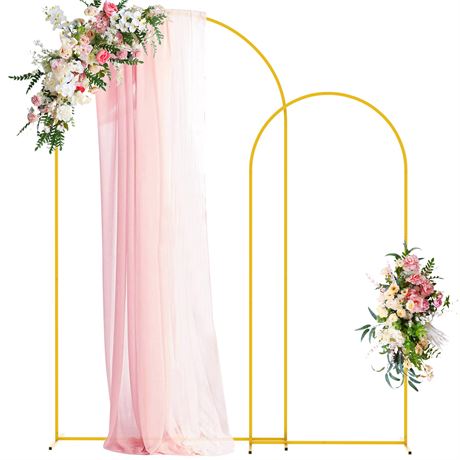 Wokceer Wedding Arch Backdrop Stand 7.2FT,6FT Gold Metal Arch Stand Set