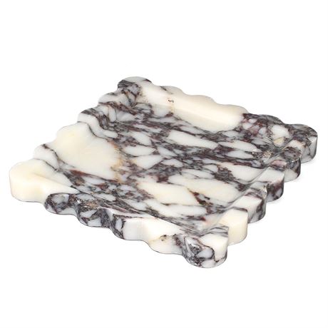 YMXYJM Calacatta Viola Marble Tray, Scalloped Coffee Table Tray - 8in