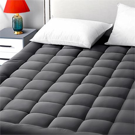 EASELAND King Mattress Pad Pillow Top Quilted 8-21" Deep Pocket Dark Grey