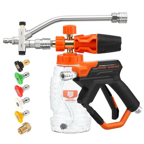 RIDGE WASHER Pressure Washer Gun Foam Cannon, Dual Connector Accessory