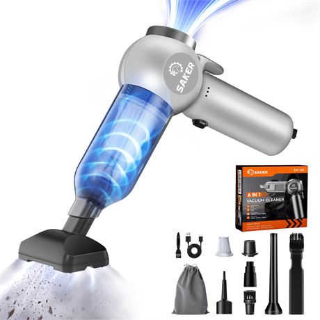 Saker 6-in-1 Handheld Car Vacuum 20000PA Cordless SW102 Silver