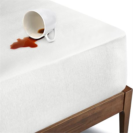 Bioweaves Organic Cotton Jersey Waterproof Mattress Protector Queen 60x80 White