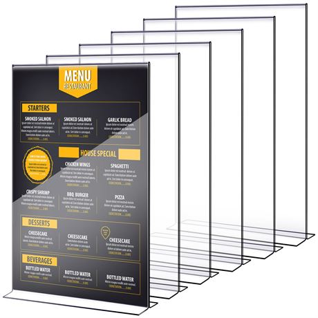 Shellwei 6-Pack 11x14 Acrylic T-Stand Sign Holder