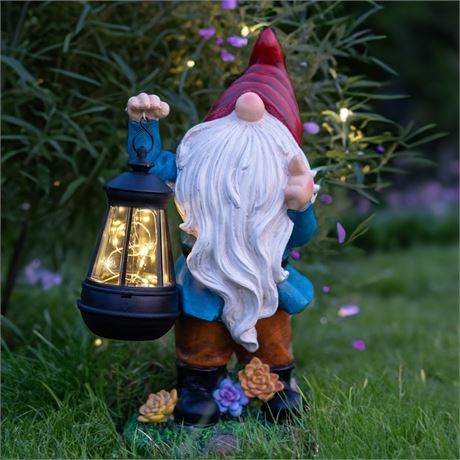 Solar Garden Gnome Statue Light Outdoor Yard Decoration