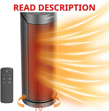 QOWETU Portable Space Heater 1500W, 17in, Oscillation, 12H Timer – Chauffage