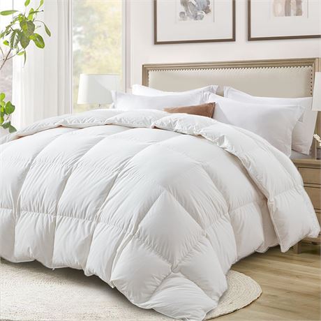 Globon Ultra-Soft Down Feather Comforter, Queen, 700 Fill