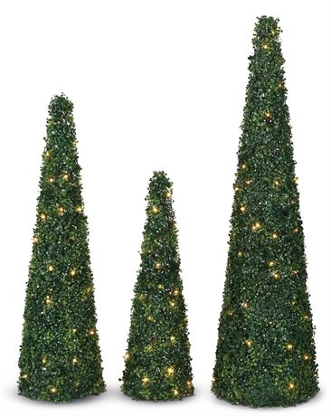 CANVAS Twinkling Topiary Cone Tree Set, LED, 3-5 ft, Green
