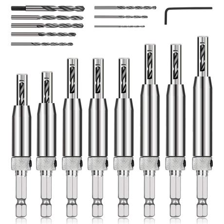 COMOWARE 17pc Self-Centering Hinge Drill Bit Set, 1/4 in Hex Shank