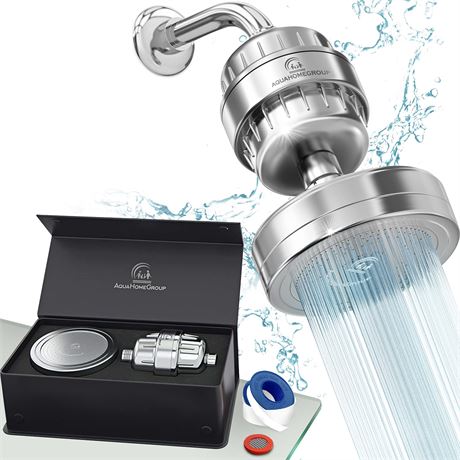 AquaHomeGroup 15-Stage Luxury Filtered Shower Head Set for Hard Water