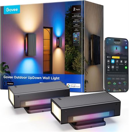 Govee Outdoor UpDown Wall Light 2-Pack 1200LM RGBICWW Smart Porch IP66