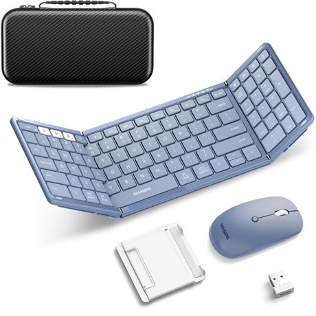 Samsers Foldable Bluetooth Keyboard & Mouse Combo 2.4G BT5.0 Young Blue