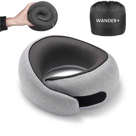 WANDER+ Memory Foam Travel Neck Pillow Ash Grey
